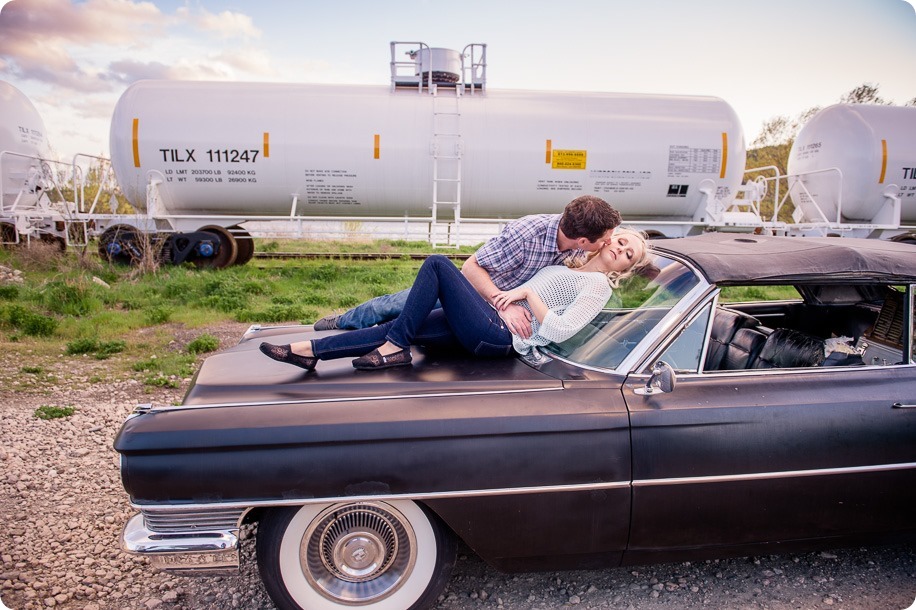 convertible-Cadillac_engagement-portraits_travel-cherry-orchard_Okanagan_125_by-Kevin-Trowbridge