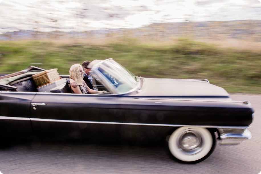 convertible-Cadillac_engagement-portraits_travel-cherry-orchard_Okanagan_23_by-Kevin-Trowbridge