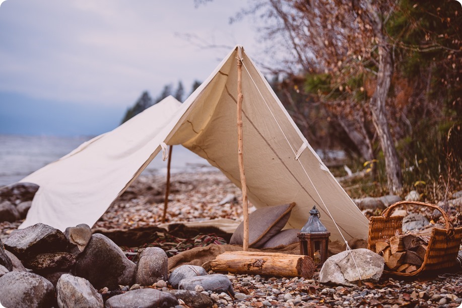 Okanagan-engagement-session_camping-lake-portraits_dog-tent-coffee-campfire_01_by-Kevin-Trowbridge