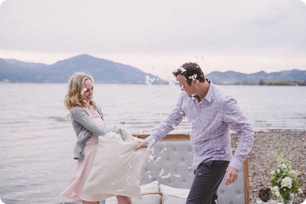 Kelowna-engagement-session_bed-on-the-beach_pillow-fight_lake-portraits_vintage-origami_55_by-Kevin-Trowbridge