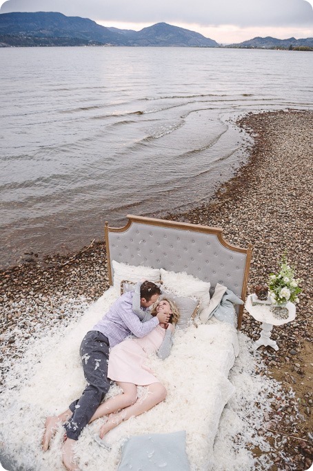 Kelowna-engagement-session_bed-on-the-beach_pillow-fight_lake-portraits_vintage-origami_67_by-Kevin-Trowbridge