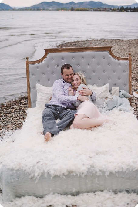 Kelowna-engagement-session_bed-on-the-beach_pillow-fight_lake-portraits_vintage-origami_73_by-Kevin-Trowbridge