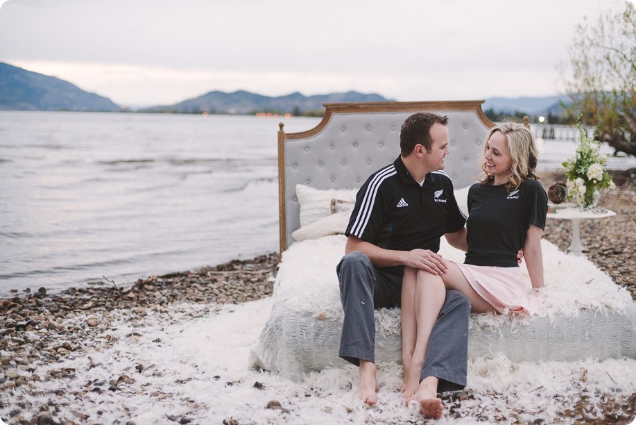 Kelowna-engagement-session_bed-on-the-beach_pillow-fight_lake-portraits_vintage-origami_76_by-Kevin-Trowbridge