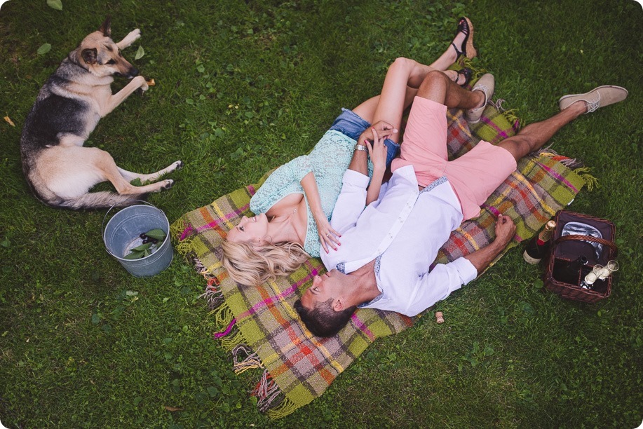 Kelowna-wedding-photographer_Cherry-orchard-engagement_dog-sunset-champagne_193733_by-Kevin-Trowbridge