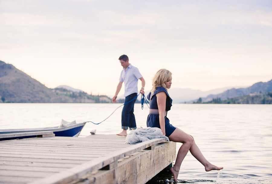 Dreamy boat engagement session, Okanagan Falls BC