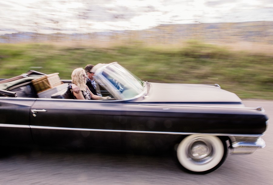 Take Me With You: Vintage Road Trip Engagement Session in the Okanagan, BC