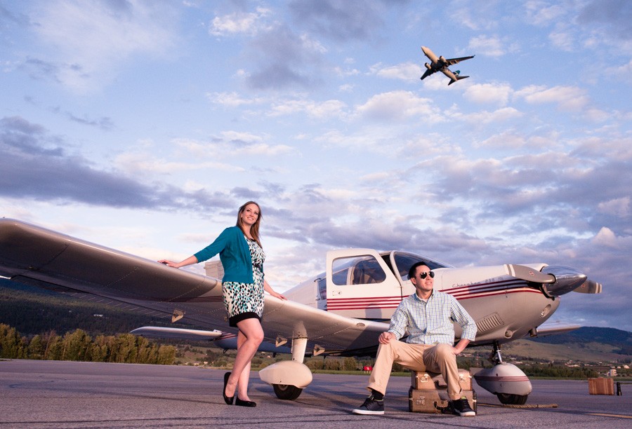 Fly Away with Me: Vintage Airplane Engagement Session in Kelowna, BC